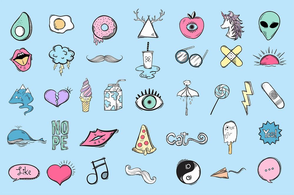 Set of cute and cool icons
