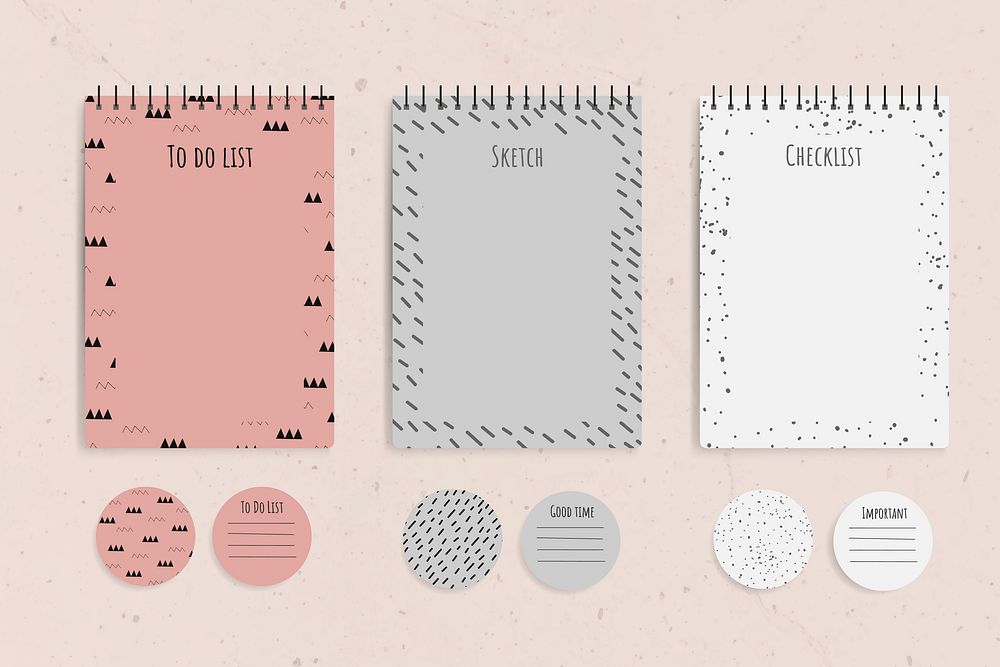 Pink notepad planner set vector