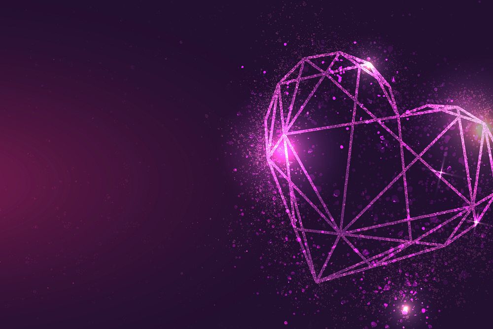 Shimmering purple geometric heart vector