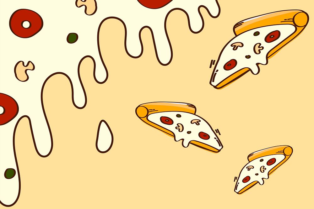 Pizza doodle patterned background vector