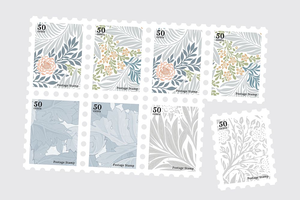 William Morris pattern stamp vector set