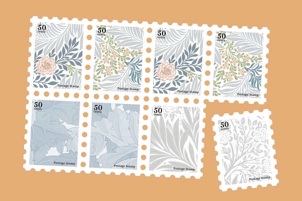 William Morris pattern stamp vector set