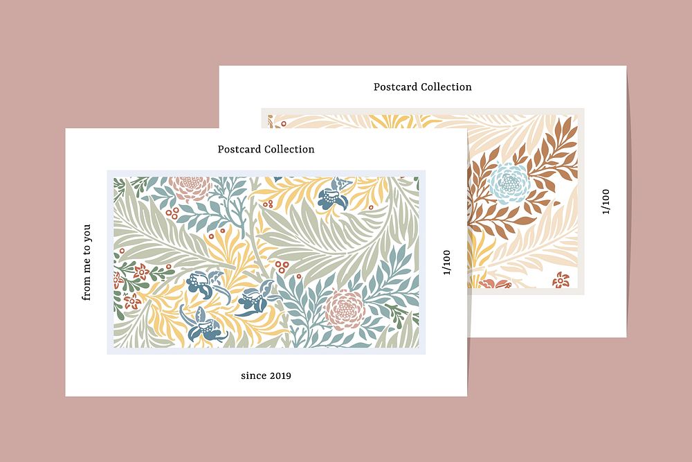 William Morris pattern postcard vector