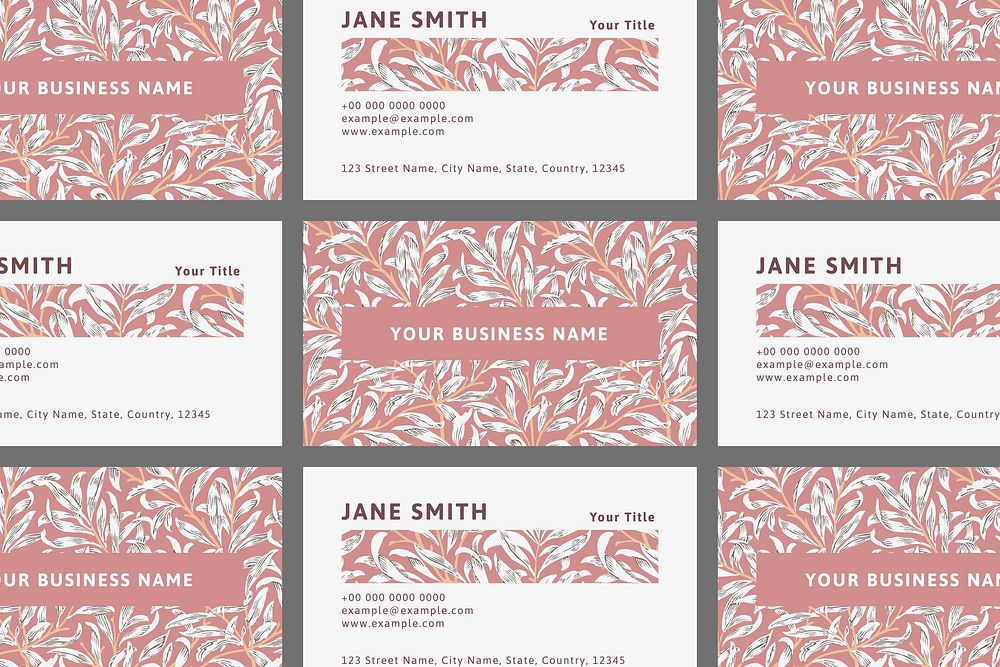 William Morris Pattern business card template vector