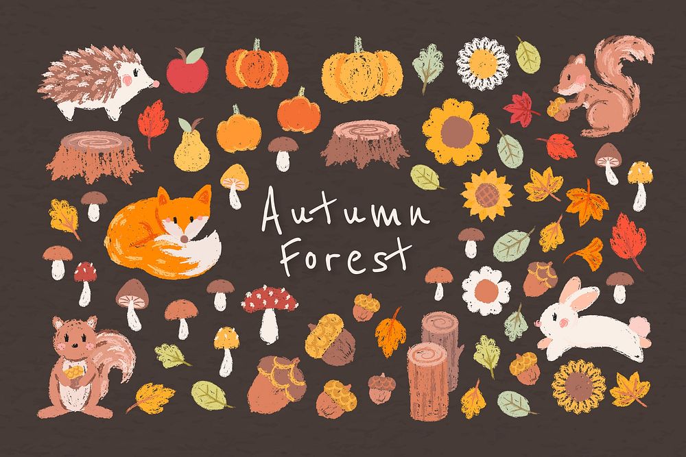 Autumn design elements vector set