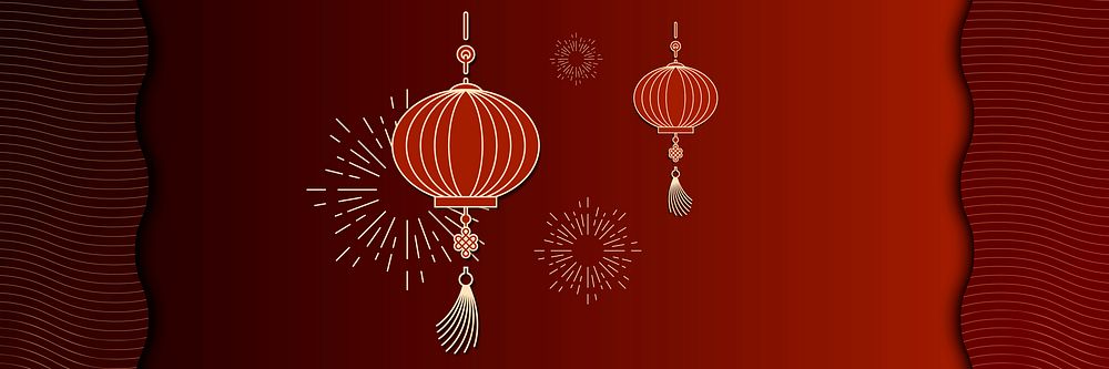 Chinese holiday design banner with red lanterns