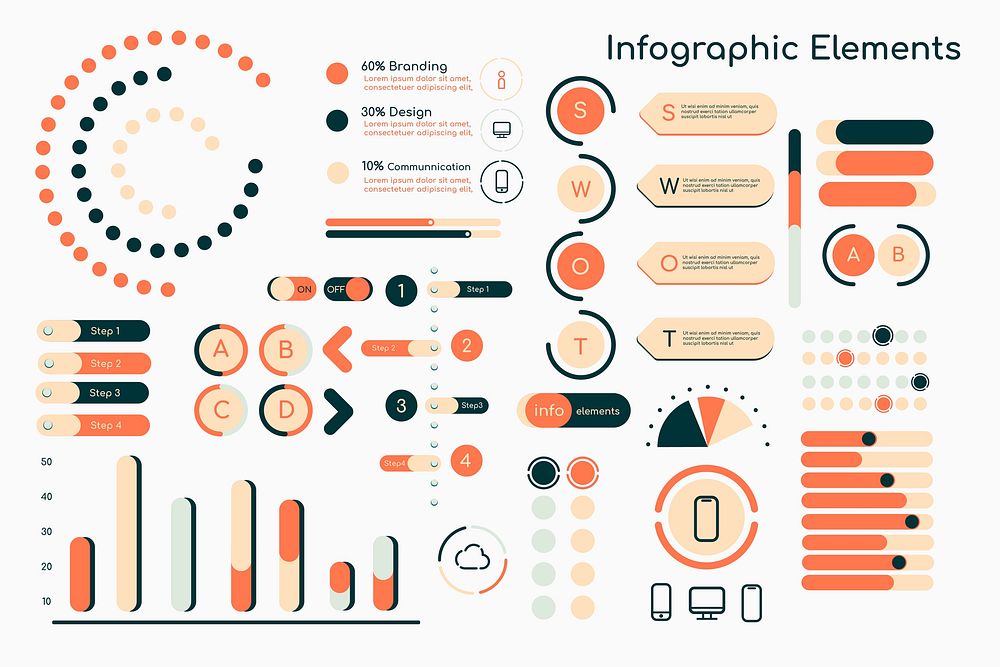 Orange  infographic design elements vector collection