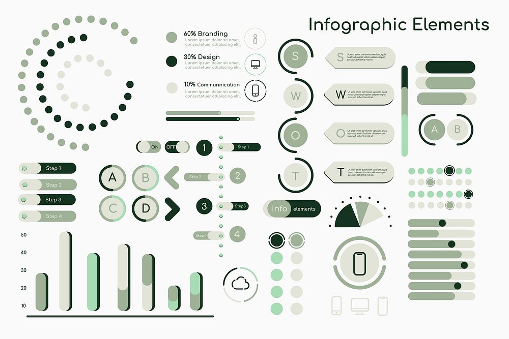 Green  infographic design elements vector collection
