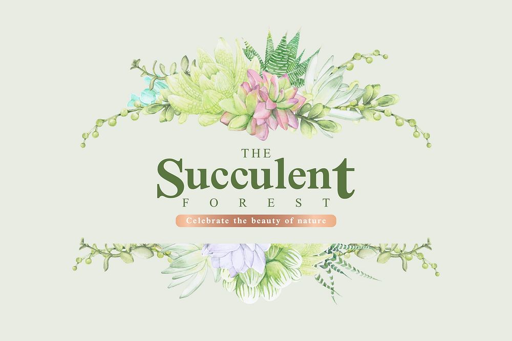 Hand drawn succulent banner template vector