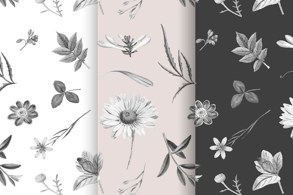 Blooming flowers pattern  vector collection