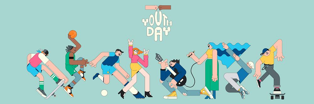 Youth day celebration mint green banner template vector