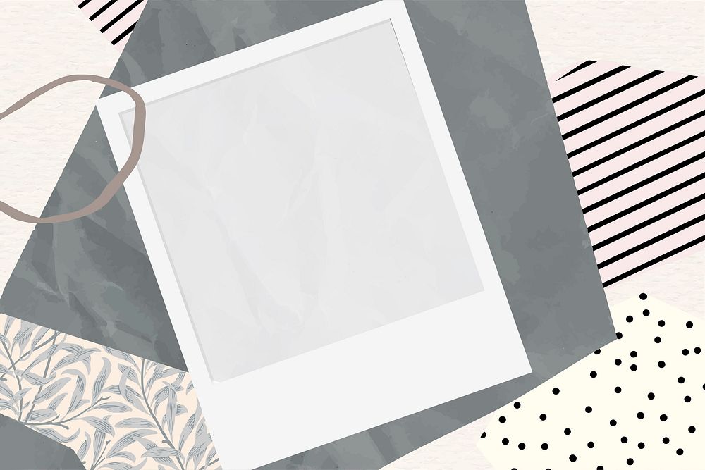 Blank photo frame on scrapped paper background vector