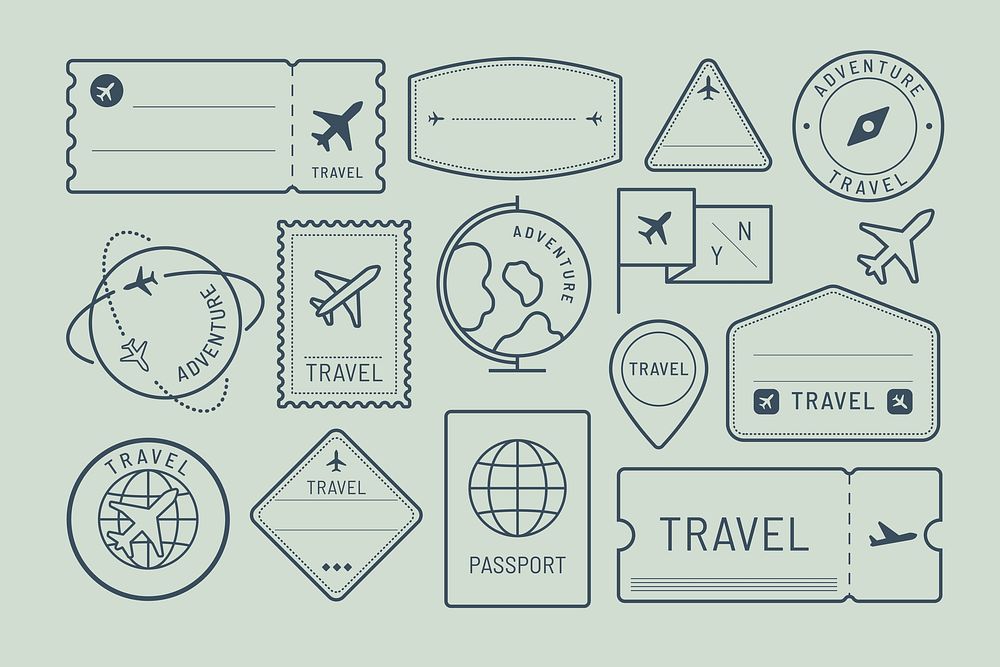 Travel stickers and badge set vector