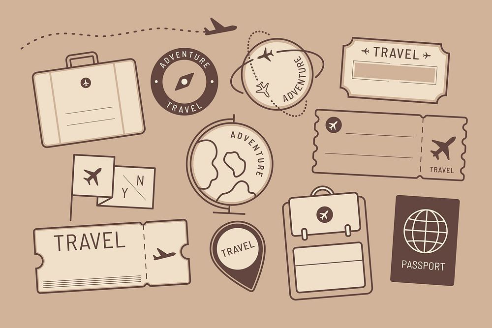 Travel stickers and badge set vector