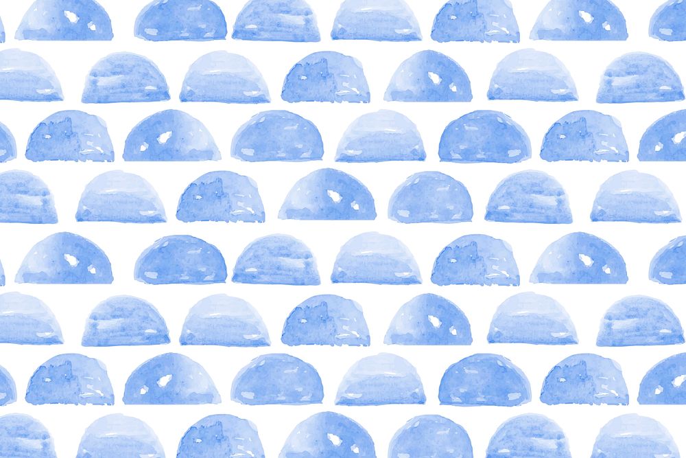 Indigo blue watercolor semicircle seamless patterned background vector