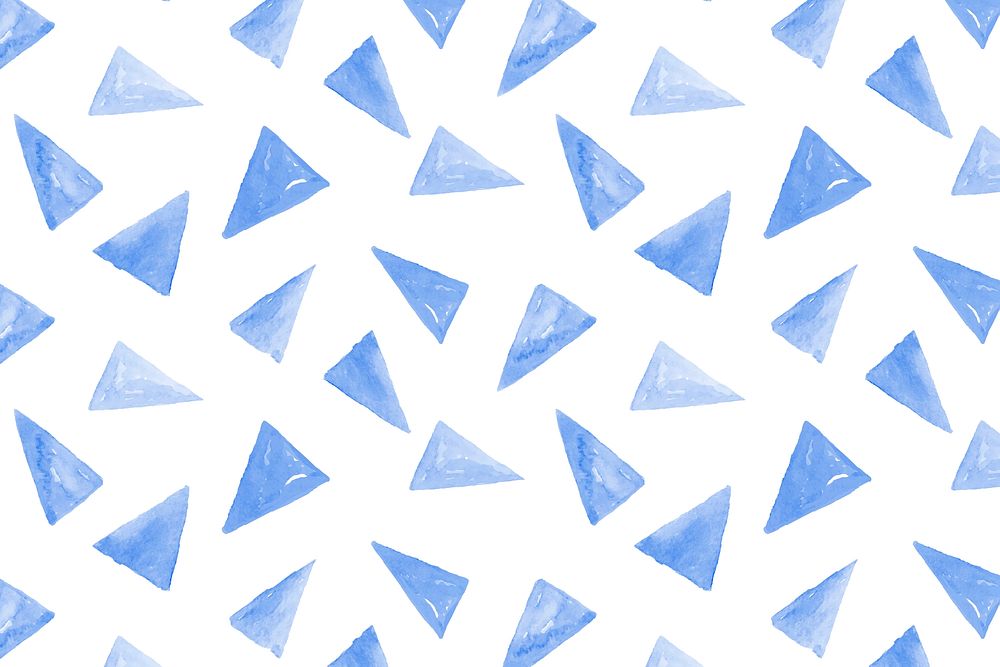 Indigo blue watercolor triangle seamless patterned background vector