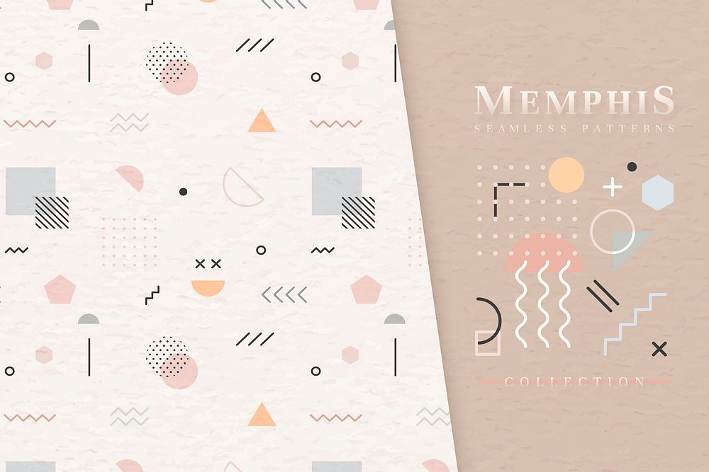 Beige Memphis seamless pattern vector