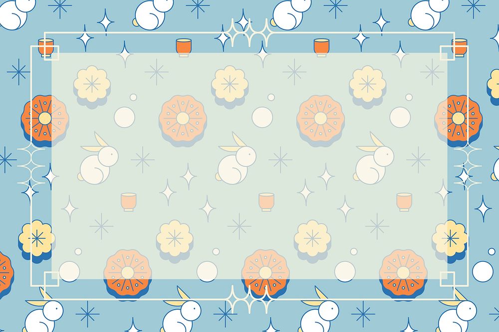Rectangle frame on Chinese Mid Autumn festival seamless patterned background vector