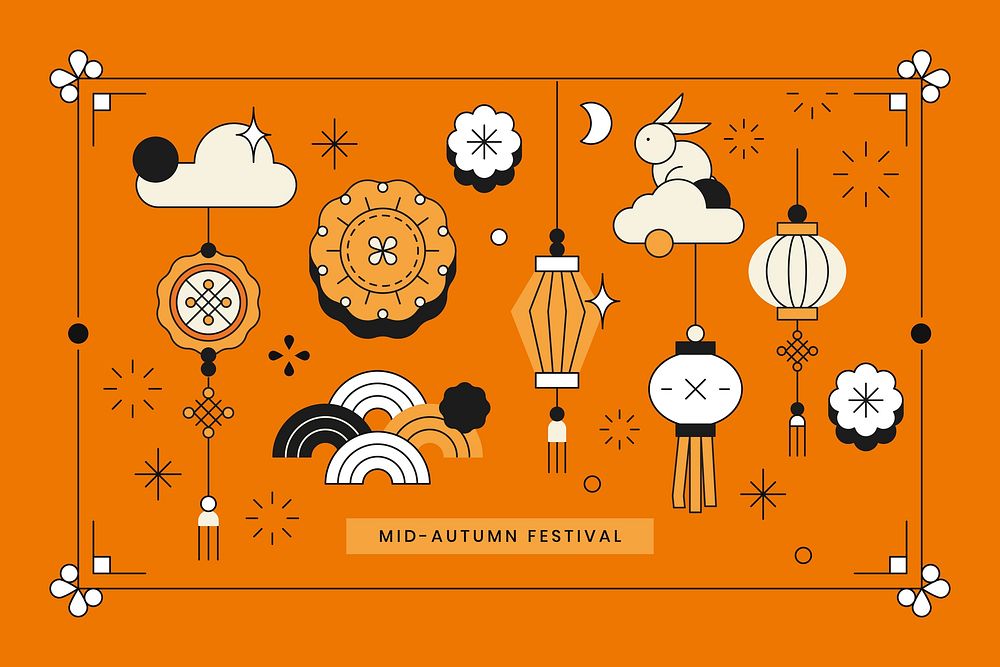 Orange Chinese Mid Autumn festival background vector