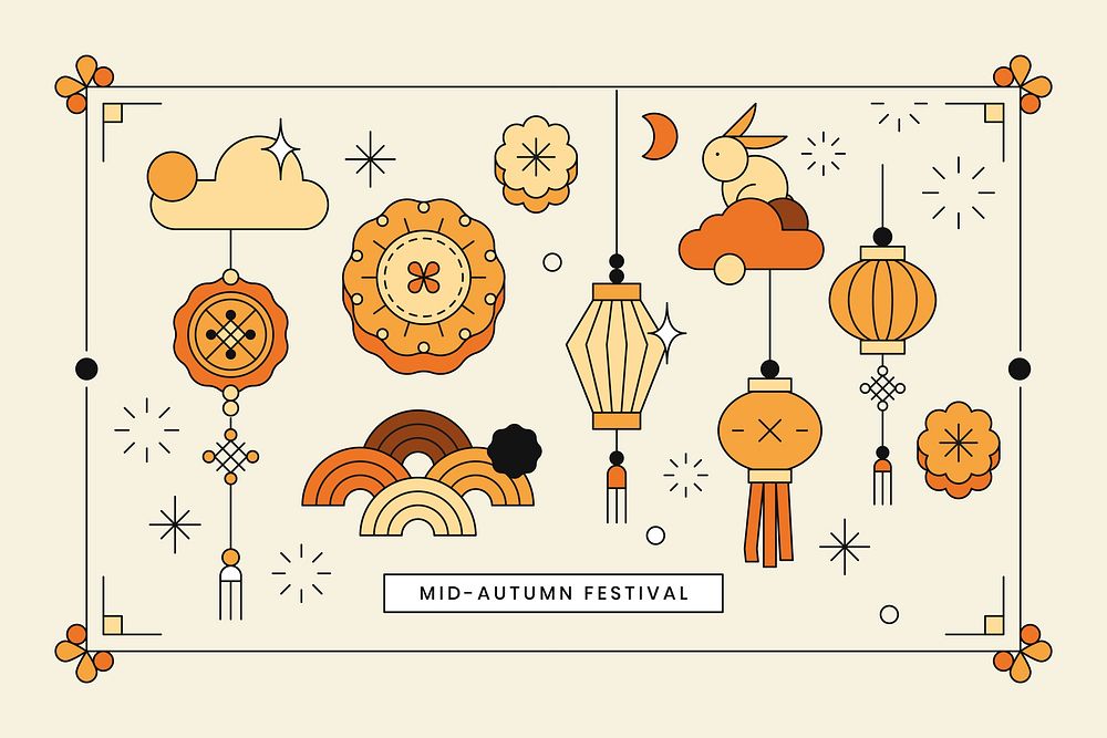 Beige Chinese Mid Autumn festival background vector
