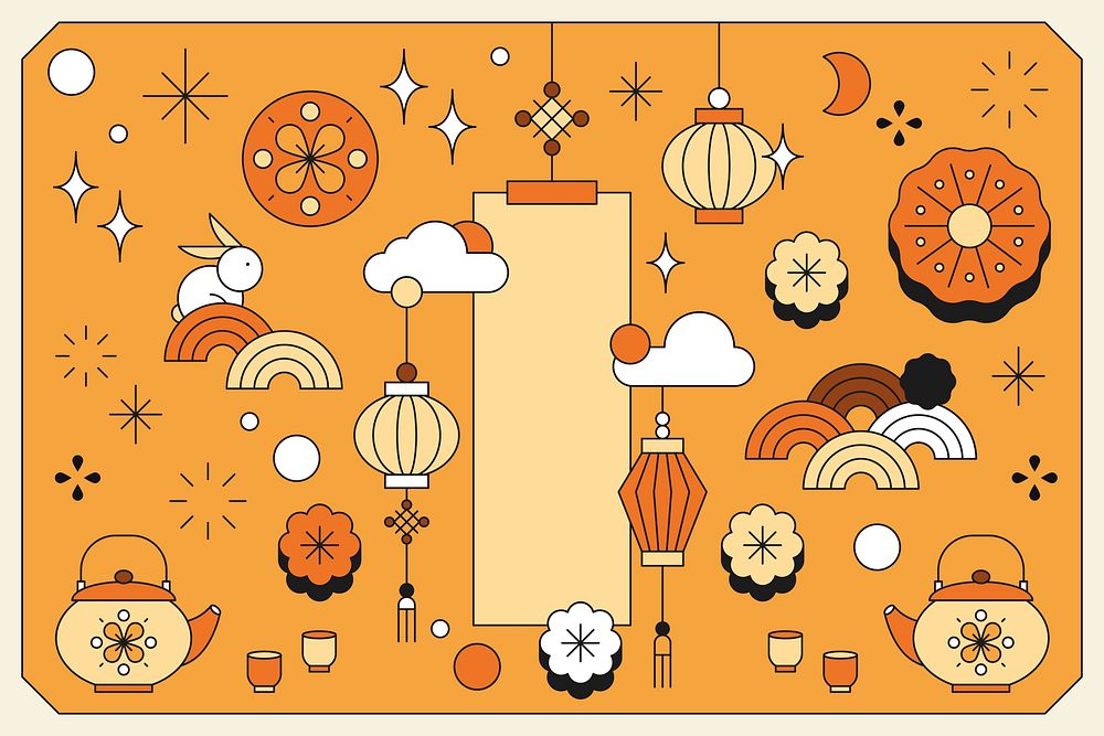 Orange Chinese Mid Autumn festival  background vector