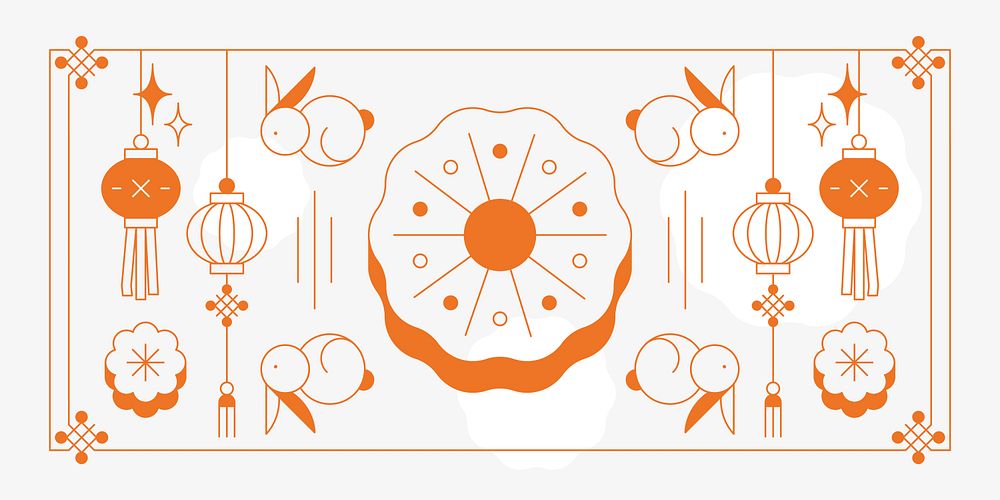 White and orange Chinese Mid Autumn festival background vector
