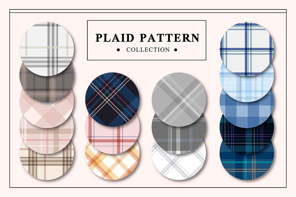 Plaid pattern fabric sample swatch design element vector set