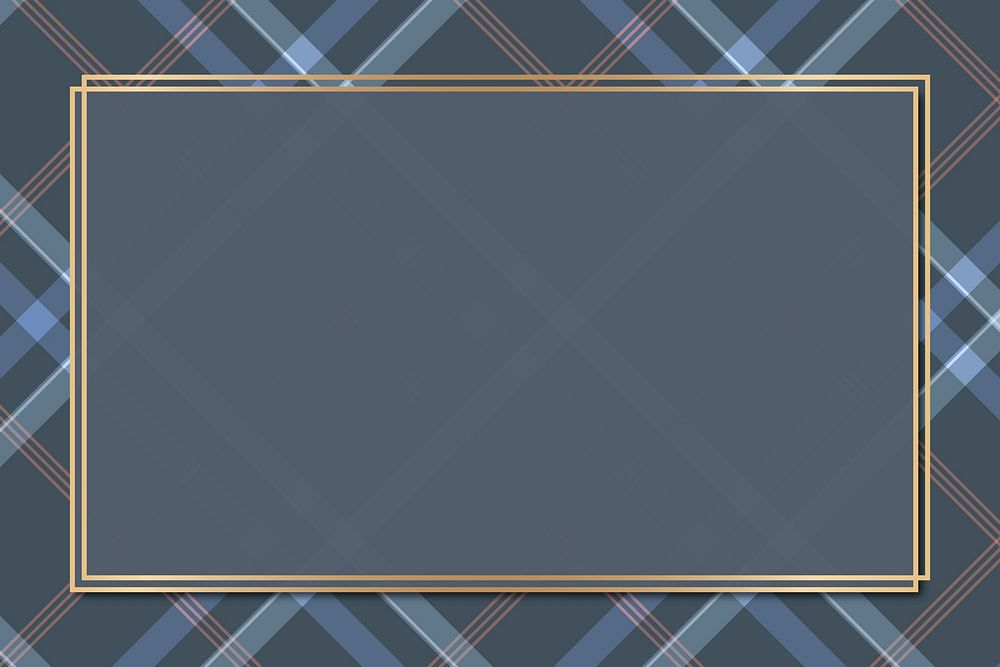 Navy blue tartan patterned frame vector template