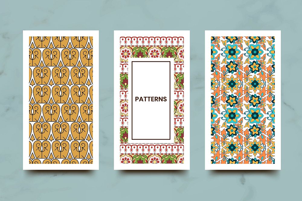 Indian seamless pattern banners vector set