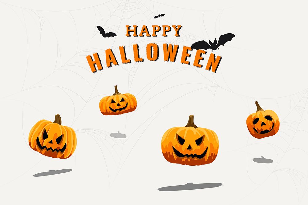 Happy Halloween background with Jack O'Lantern and bat elements vector