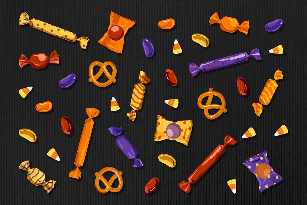 Candy elements set on black background vector