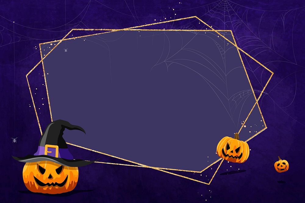 Jack O'Lantern frame on purple background vector