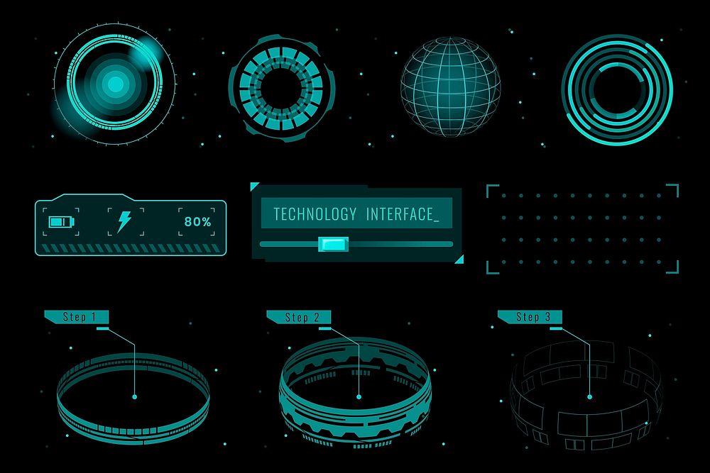 Technology interface template design elements vector