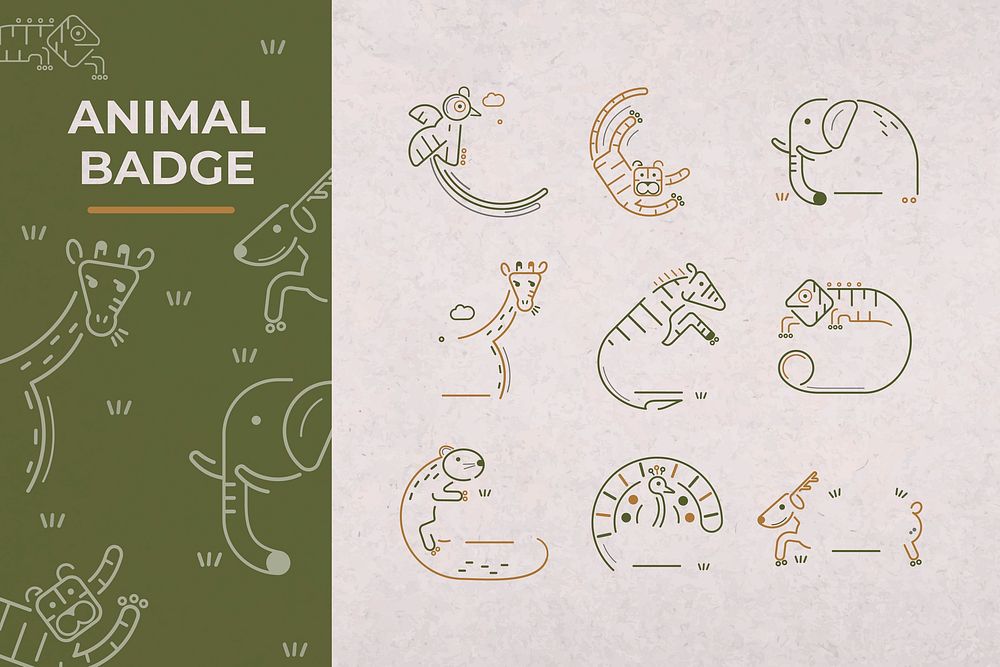 Animal badge design elements vector set