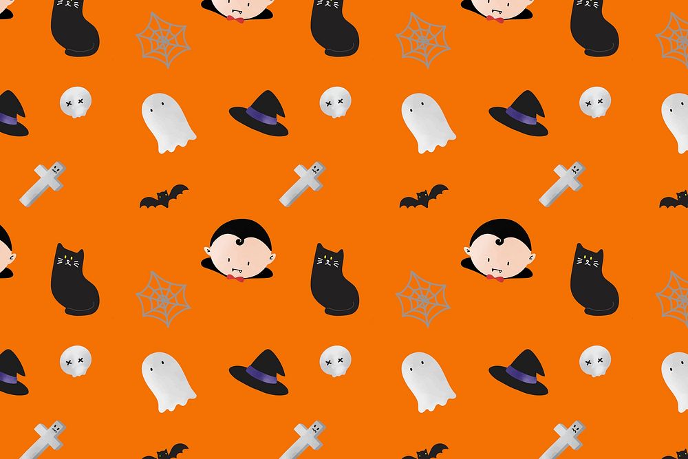 Halloween patterned seamless orange background vector