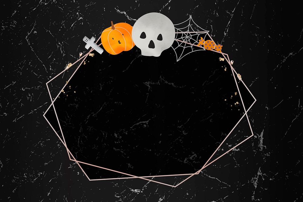 Halloween gold frame on black background vector