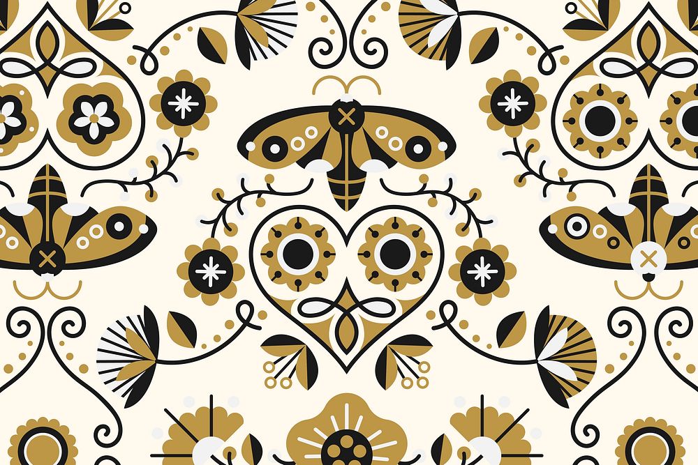 Folk art design element patterned background vector