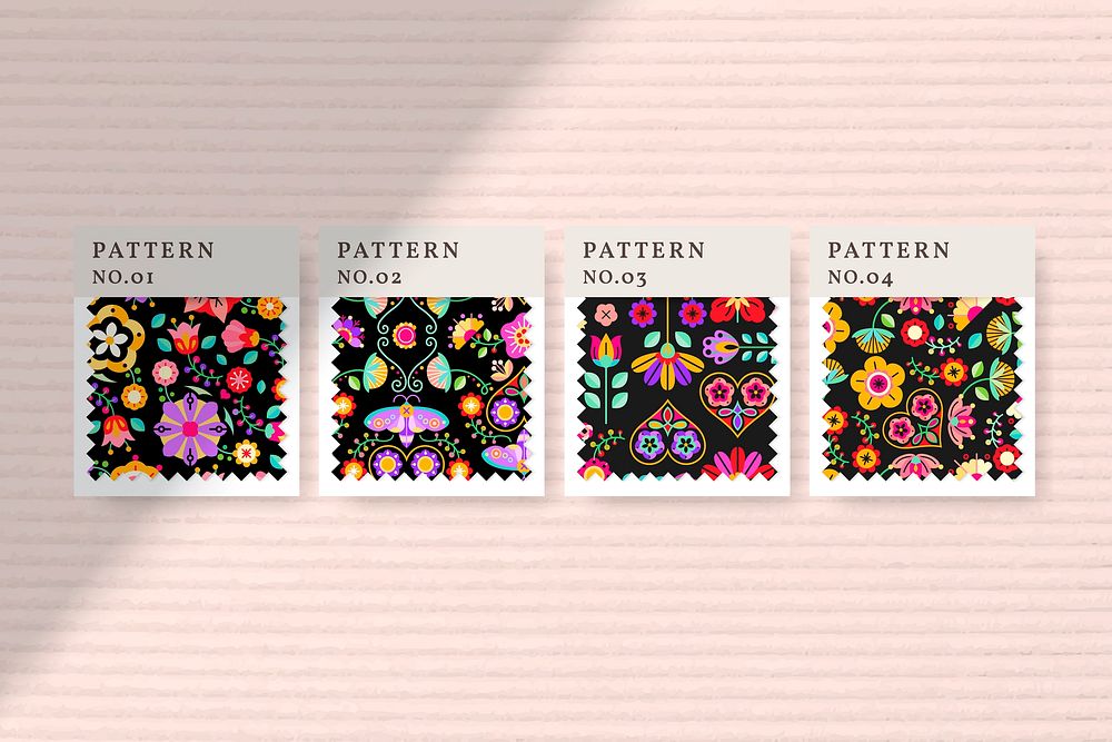 Folk art design element patterned stamp vector set