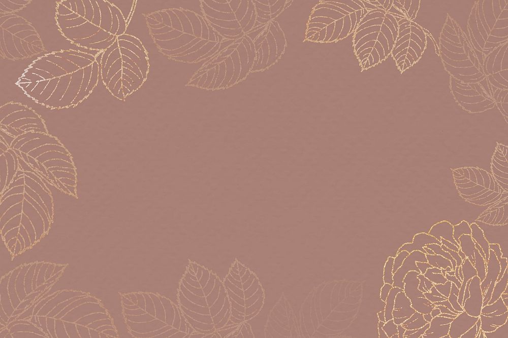 Blank golden floral frame vector