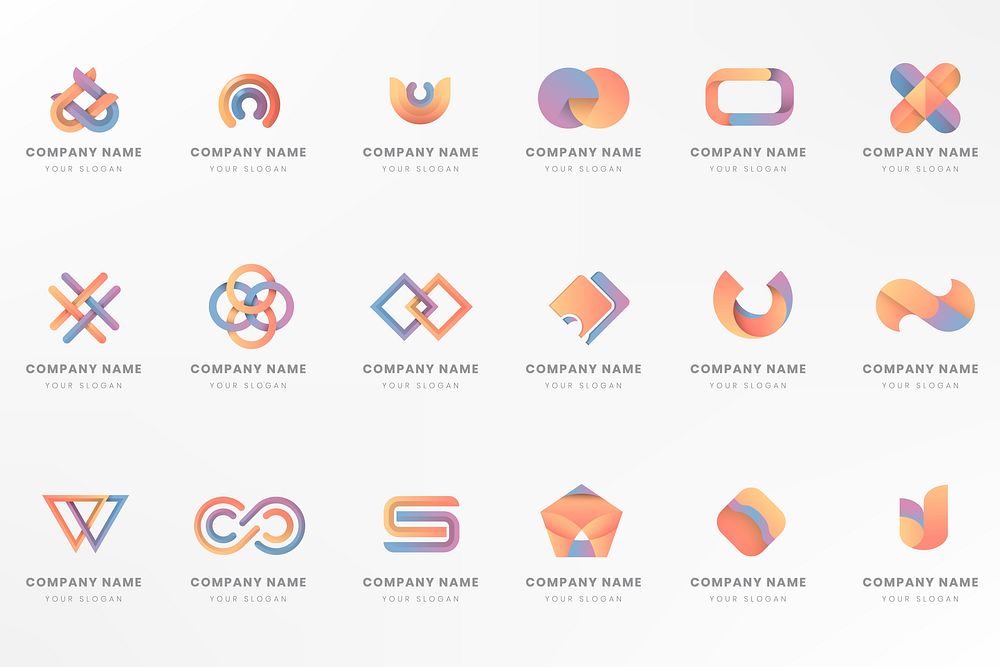 Colorful logo branding design vector set