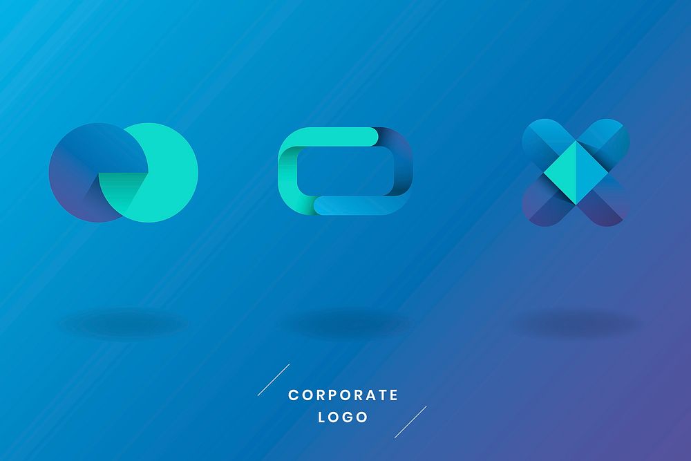 Blue turquoise logo design vector set