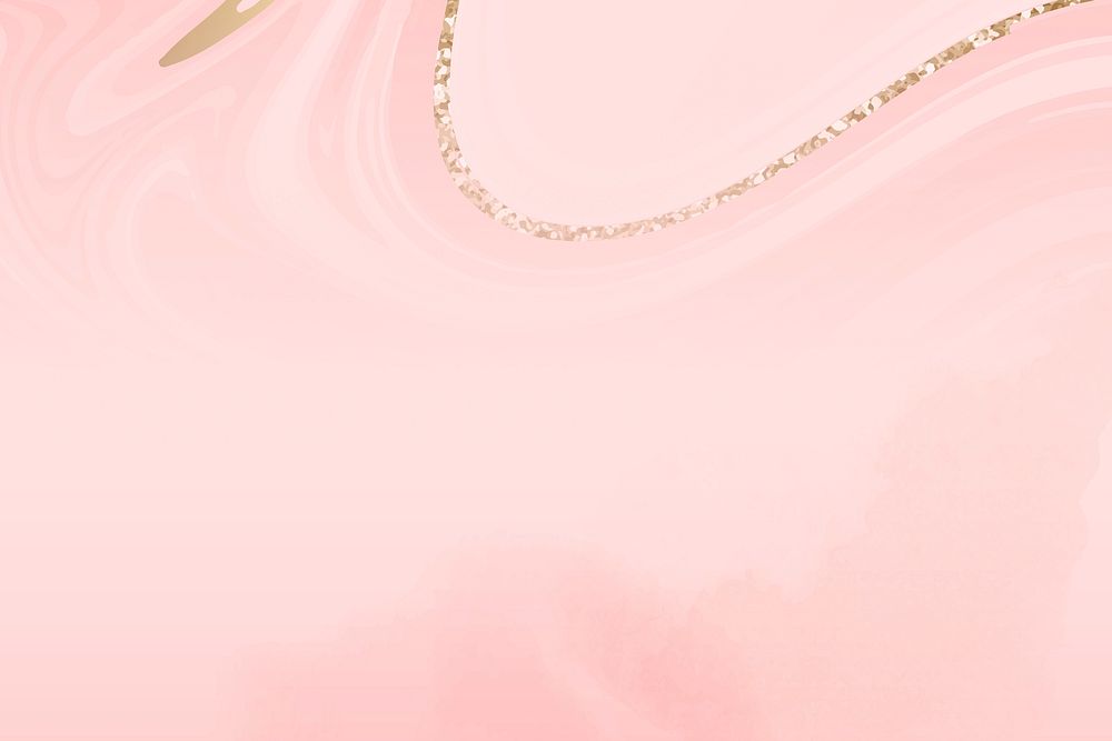 Pink marble wave background with gold lining