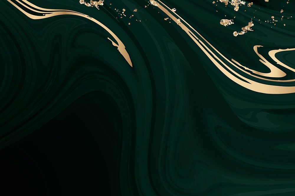 Gold and dark green fluid patterned background vector