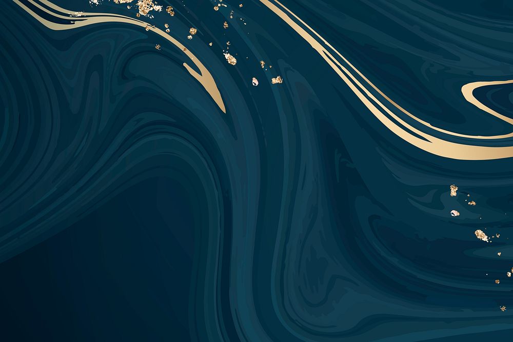 Gold and blue fluid patterned background vector