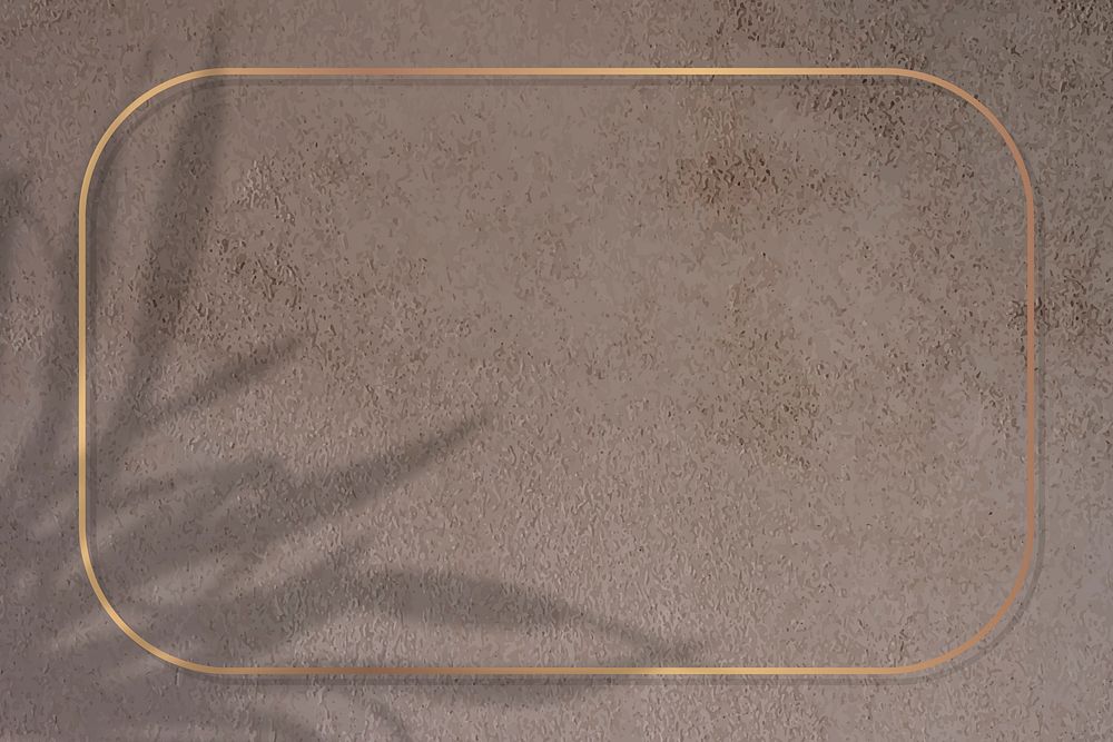 Rectangle gold frame on leaf shadowed brown background vector