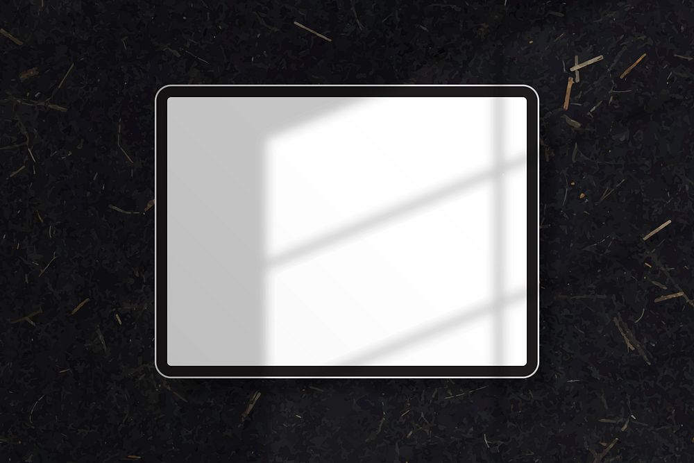 White digital tablet mockup on black marble background vector