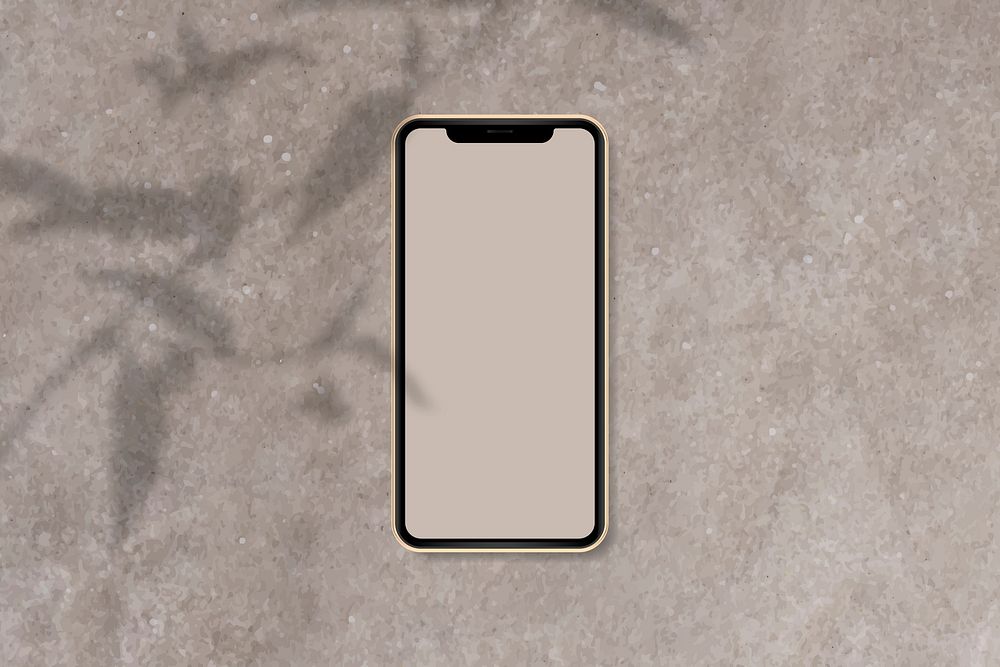 Phone mockup on brown marble background vector