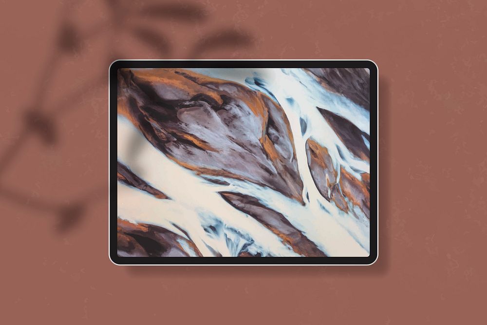 Digital tablet mockup on brown background vector
