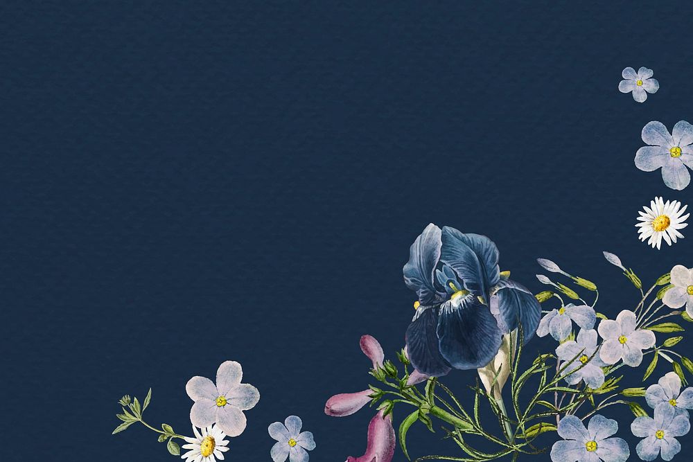 Blank floral blue frame vector