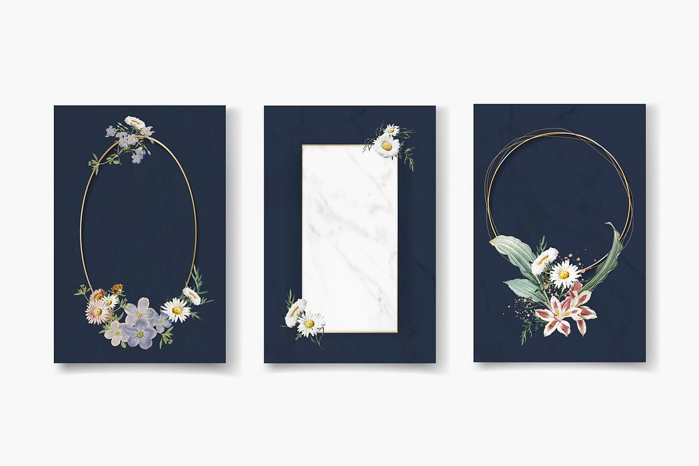 Blank floral frame vector set